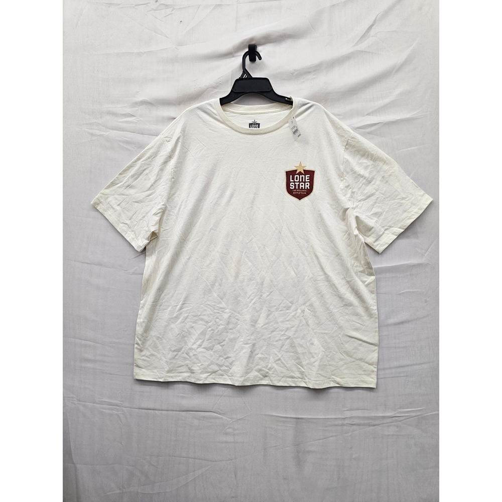 Hybrid Mens Lone Star Beer Graphic T-Shirt White Cotton Blend Casual Size XXL